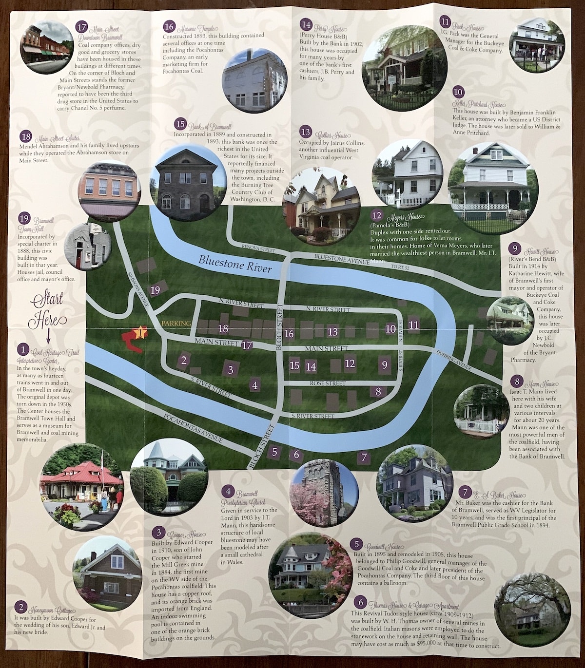 Map of Bramwell Millionaire Houses Walking Tour